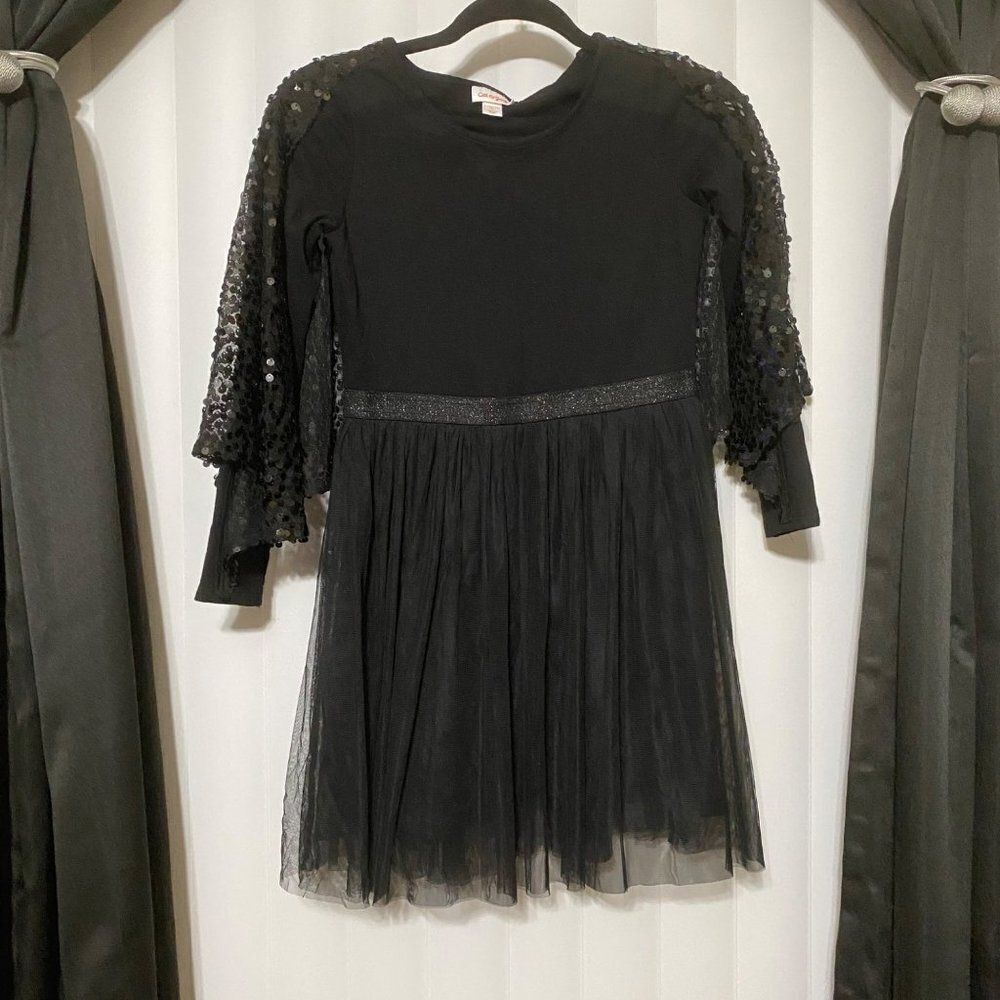Cat & Jack girls black formal sequenced dress